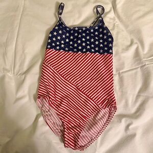 Bathing Suit One Piece Girls Size 6X Red White & Blue
